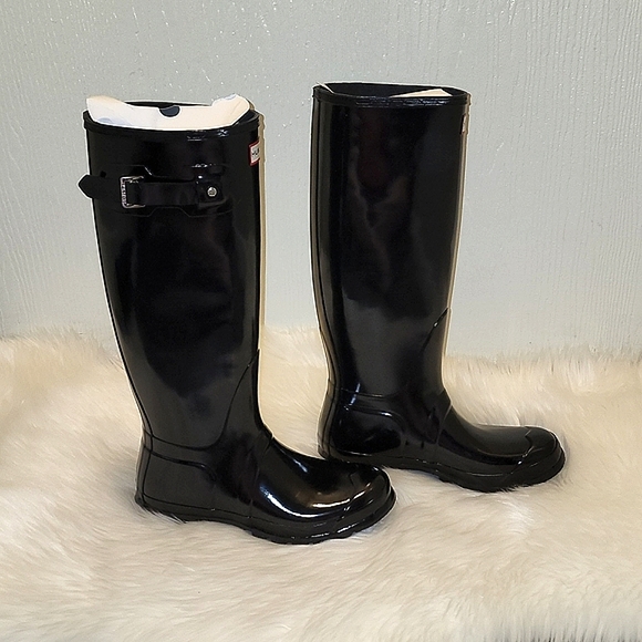 Hunter Original Tall Gloss Rain Boots Black - Picture 10 of 16